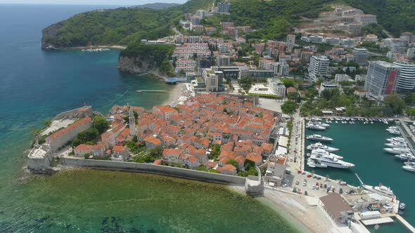 Aerial View of Old Budva in Montenegro