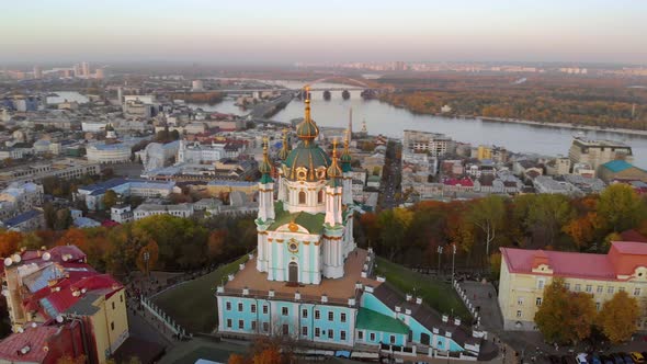 Aerial View of St. Andrews Church in Kiev.