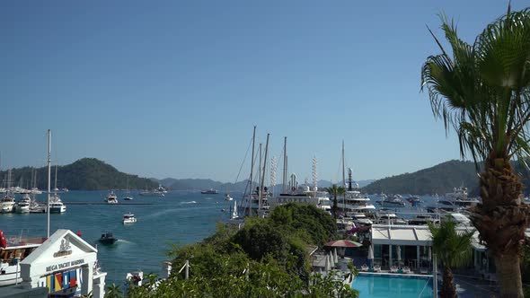 Luxury Yacht Marina Aerial View 4K alt