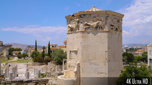 4K Tower of the winds in Athens, Greece alt