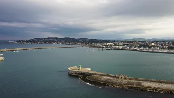 Aerial View of Sailing Boats, Ships and Yachts in Dun Laoghaire Marina Harbour, Ireland