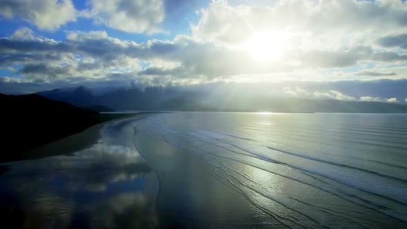Cloudy sky over calm sea 4k alt