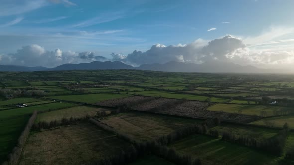 Irish landscape 1 - Green fields and stone walls - County Kerry - Stabilized droneview in 4K alt