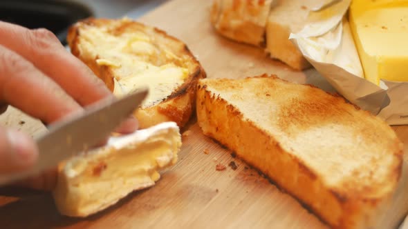 Toast buttered with brie cheese alt