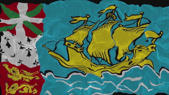 flag Saint Pierre and Miquelon turns into smoke. State weakening concept a crisis, alpha channel alt