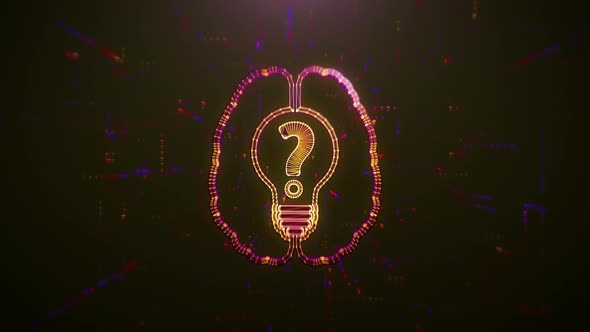 Scan Brain with Idea Bulb and Question Mark