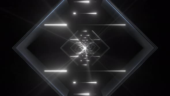 4k White Neon Abstarc Shapes Tunnel