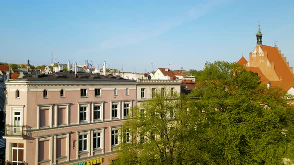Terrace tops of Grodzka Bydgoszcz Poland aerial alt