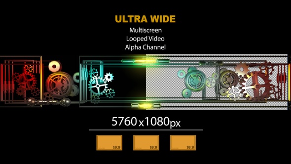 UltraWide HD Gears Frame With Alpha Channel 02
