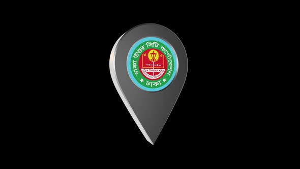 3d Animation Map Navigation Pointer With Flag Of Dhaka (Bangladesh) With Alpha Channel - 2K alt