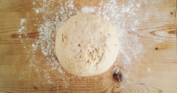 Bread Dough Rising on a Wooden Cutting Board alt