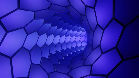 Blue hexagon tunnel loop animation alt