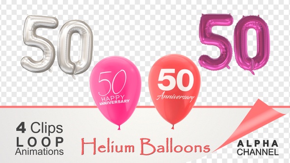 50 Anniversary Celebration Helium Balloons Pack