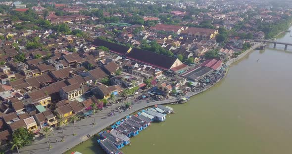 Aerial view panorama of Hoi An old town or Hoian ancient town