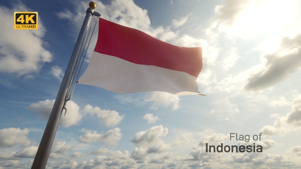 Indonesia Flag on a Flagpole - 4K alt