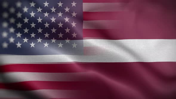 USA Latvia Flag Loop Background 4K