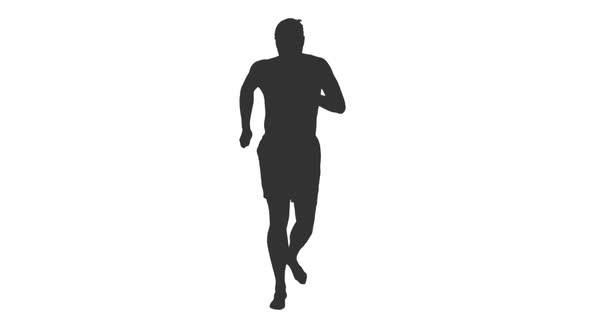 Silhouette of Shirtless Man in Shorts Jogging Barefoot, Motion Graphics