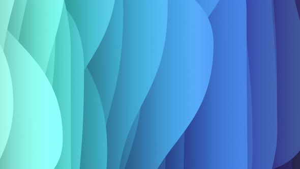 Abstract organic background of slowly moving smooth cloud-like shapes graded in cold green and blue