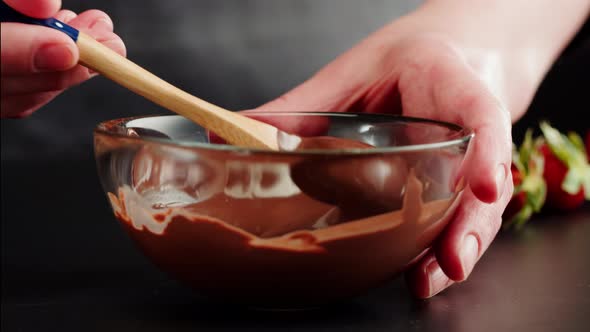 Melted Chocolate Closeup Melting Chocolate Bar for Fondue alt