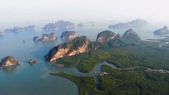 Aerial View Phang Nga Bay Beautiful View of Phang Nga Bay From Samet Nang She Viewpoint Thailand alt