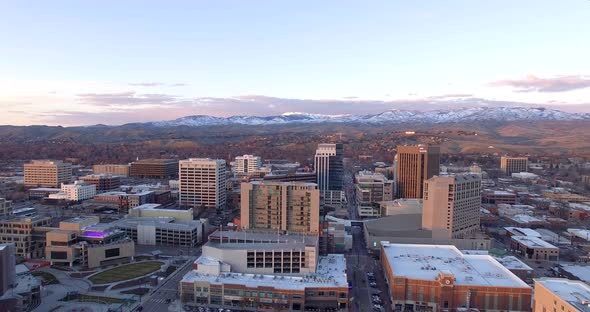 Aerial View of Boise, Idaho Downtown at Sunset alt