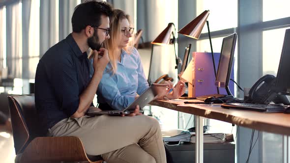 Colleague Talking Teamwork.Job Analyzing On Coworking Space.Team Building Staff Training alt