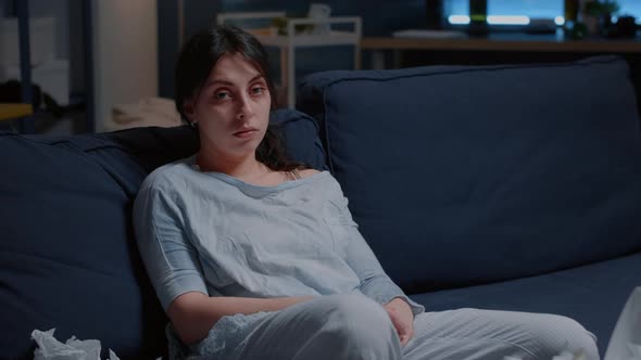 Traumatised Frustrated Depressed Woman Looking at Camera alt