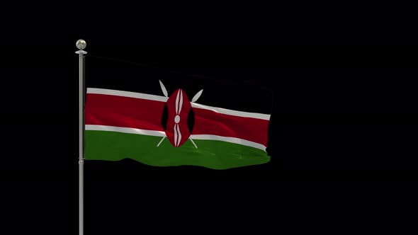 Kenya Flag Medium Shot Waving Looping Animation Include Alpha