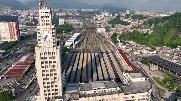 Central Train station at downtown Rio de Janeiro Brazil., Stock Footage