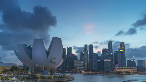 Beautiful Moment to the City Skyline and Skyscrapers at Singapore. alt