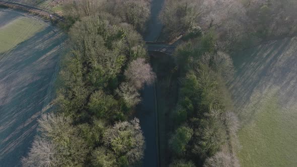 Grand Union Canal Cutting Embankment Bridge Rowington Warwickshire Aerial Birds-Eye-View Overhead UK