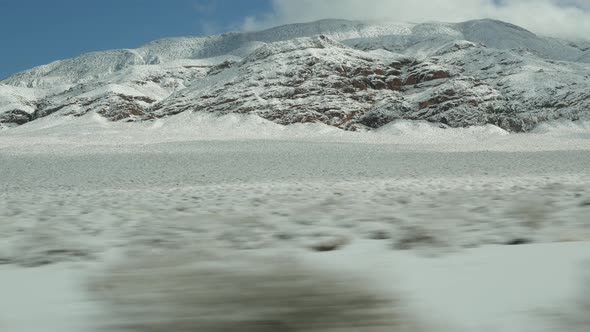 Road Trip to Death Valley Driving Auto Snow in California USA