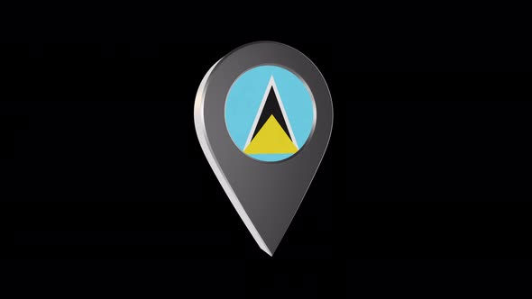 3d Animation Map Pointer With Saint Lucia   Flag With Alpha Channel - 4K alt