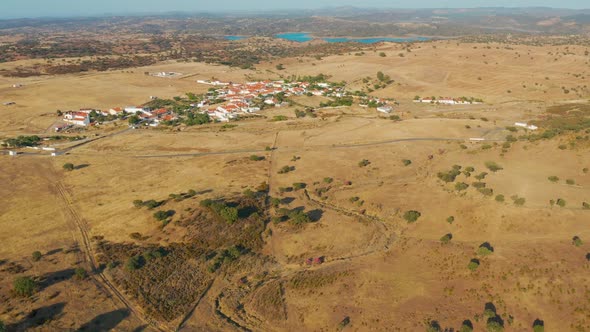 Aerial View Golden Rural Landscape Alentejo