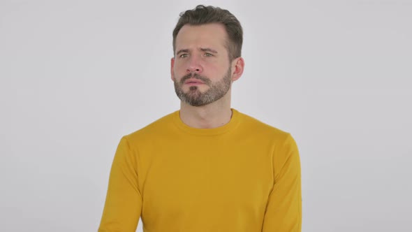 Portrait of Middle Aged Man Looking Around Searching alt