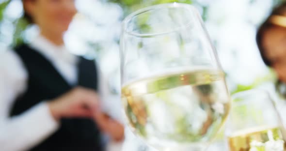 Waitress taking an order from couples alt