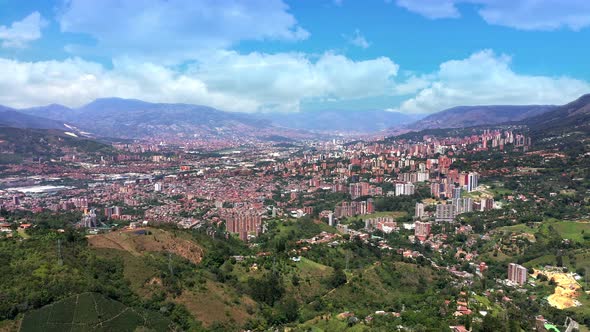 Panoramic of Medellin City at the Aburra Valley Antioquia Colombia Aerial View alt