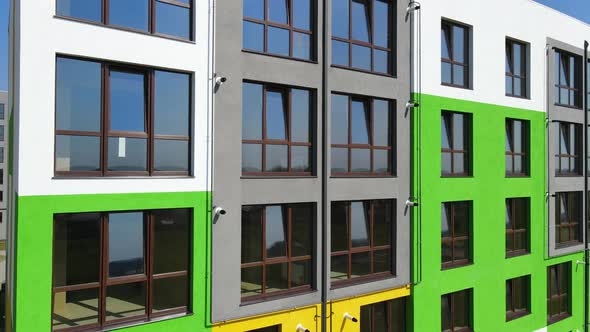 New Building, High Rise Building. Shooting Windows. Display In Windows. Aerial View alt