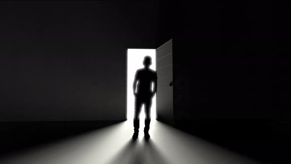 Door opens and a bright light flooding a dark room, Motion Graphics