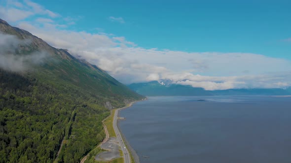 4K Drone Video of Seward Highway Alaska Along Turnagain Arm at 400x Speed alt
