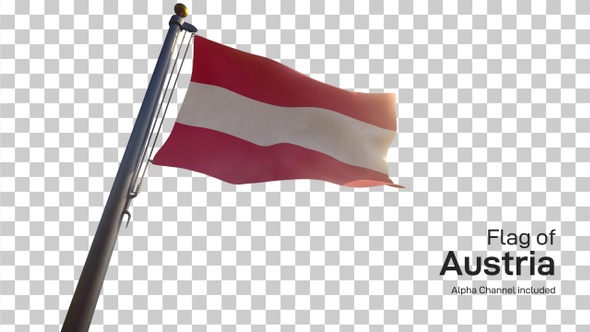 Austria Flag on a Flagpole with Alpha-Channel alt