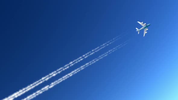 Flying Airplane with the Trail