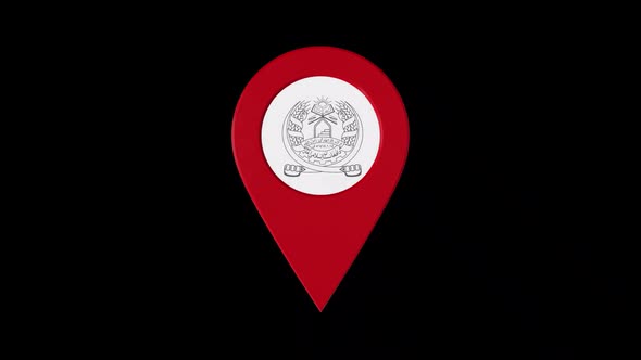 3D Rotating Pin Icon Animation With Afghanistan Coat Of Arms Alpha Channel 2K alt