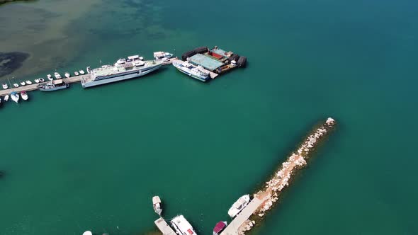Aerial View of the Beautiful City of Chania with It's Old Harbor and the Famous Lighthouse Crete alt