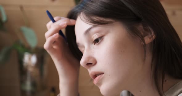 Nervous Young Woman Feeling Stress Regretting a Mistake Emotions of Despair