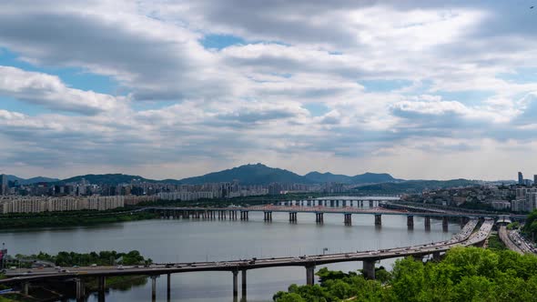 Seoul City Eungbongsan Mountain Dongbong Bridge Traffic