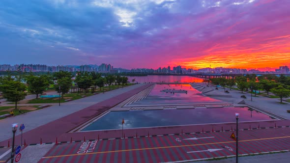 Time Lapse Sunrise at park Seoul South Korea