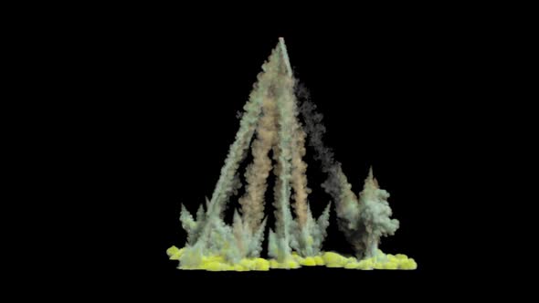 Rocket Attack From The Air, Plume Of Colofull Smoke From Ammunition