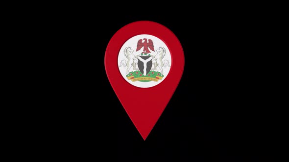 3D Rotating Pin Icon Animation With Nigeria Coat Of Arms  Alpha Channel  2K alt