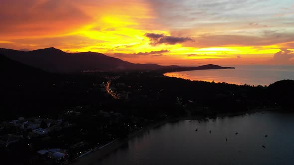 Beautiful from high view of sunset around sea alt